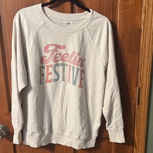 Maurices Festive Graphic White Sweater